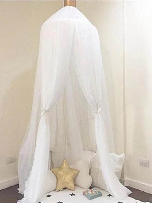 Round Crib Canopy with Dome Top, Mesh Curtain for Baby Nursery Decor